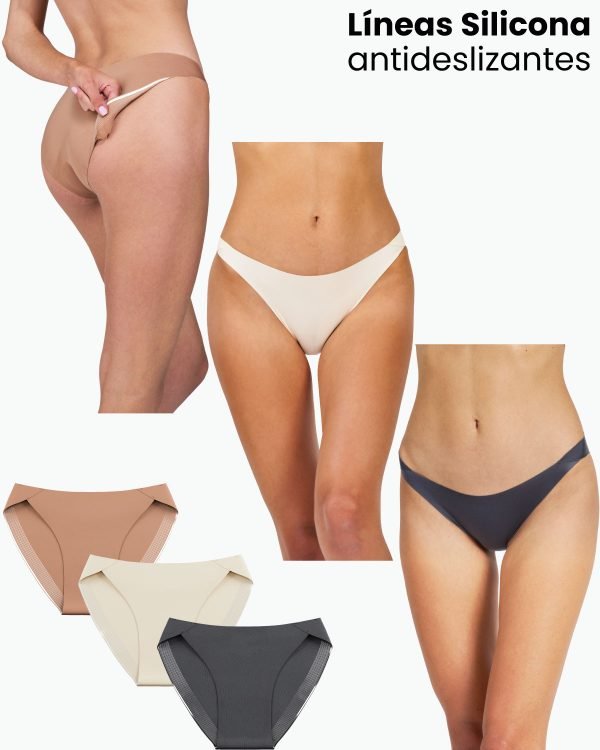 3 bragas bikini negro, vison y nude
